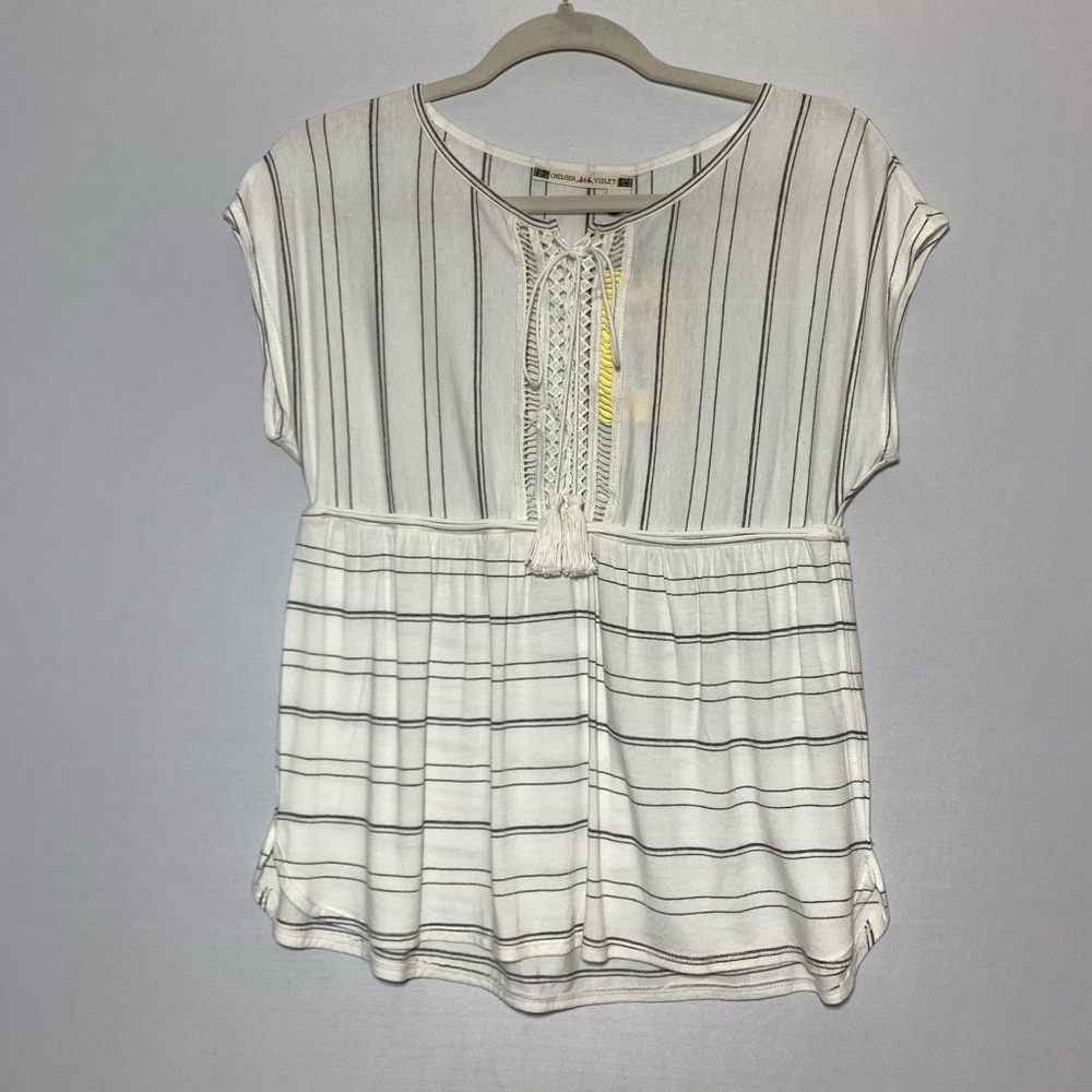 Striped Boho Top Chelsea & Violet Tie Front New - Picture 2 of 6